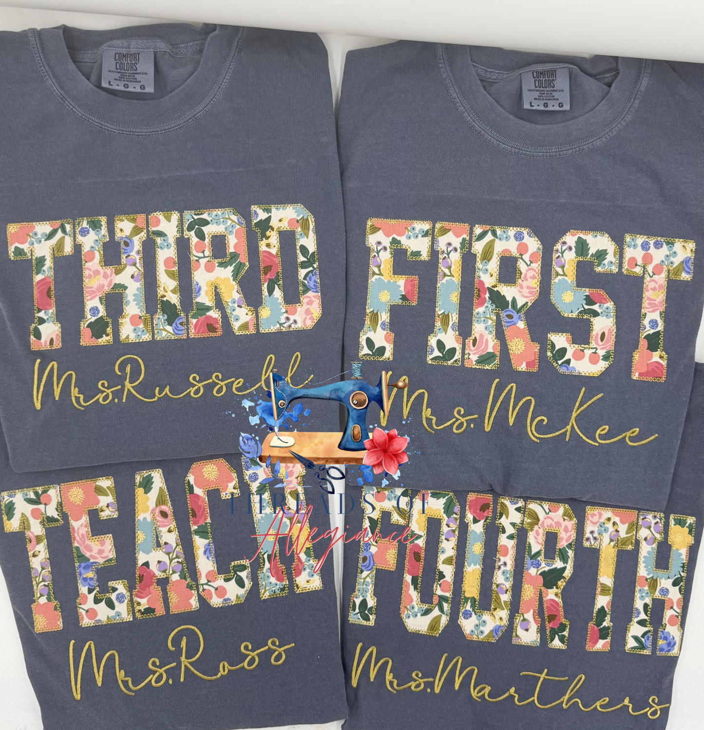 Rifle paper co floral appliqué tee