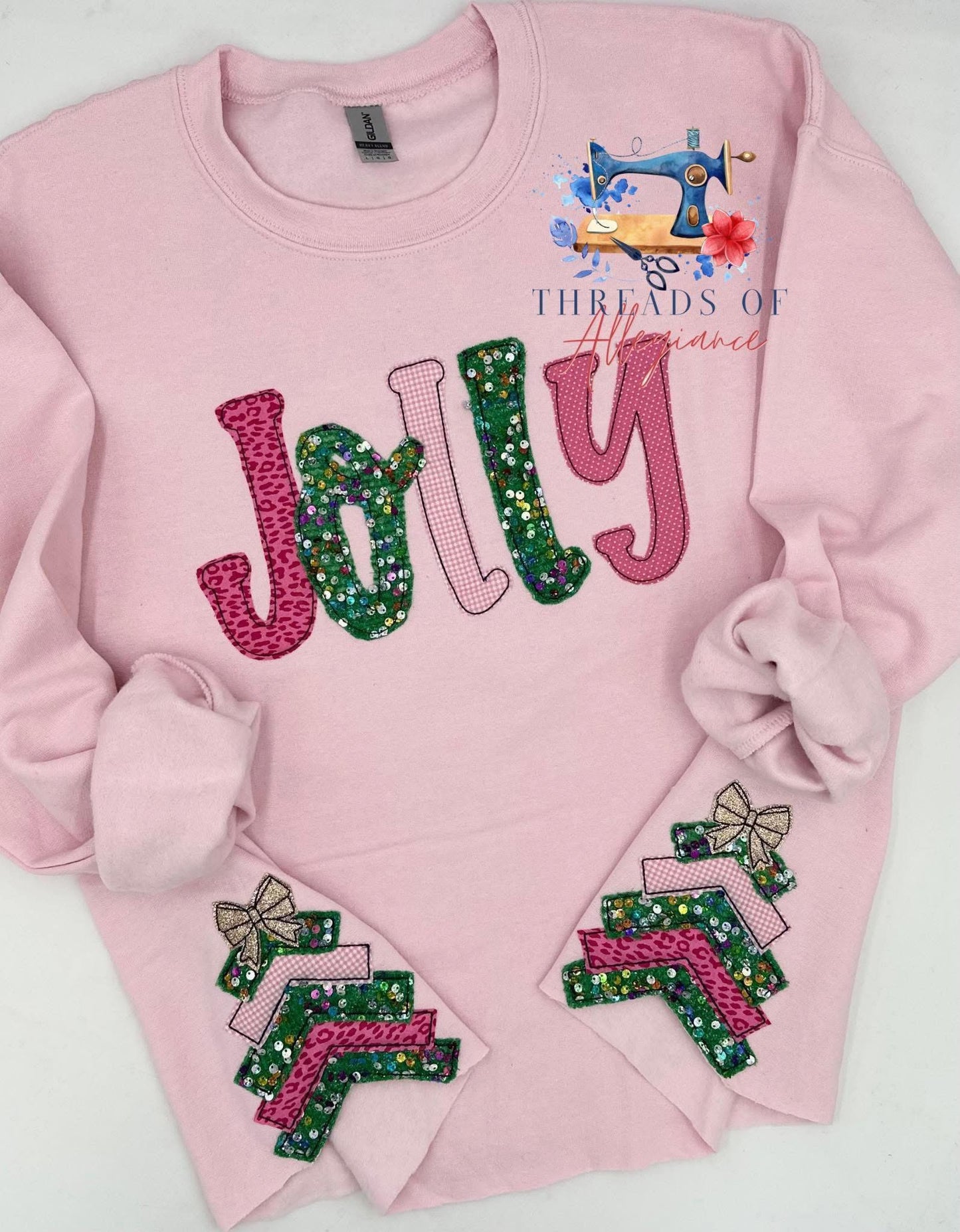 JOLLY with tree sides appliqué sweatshirt