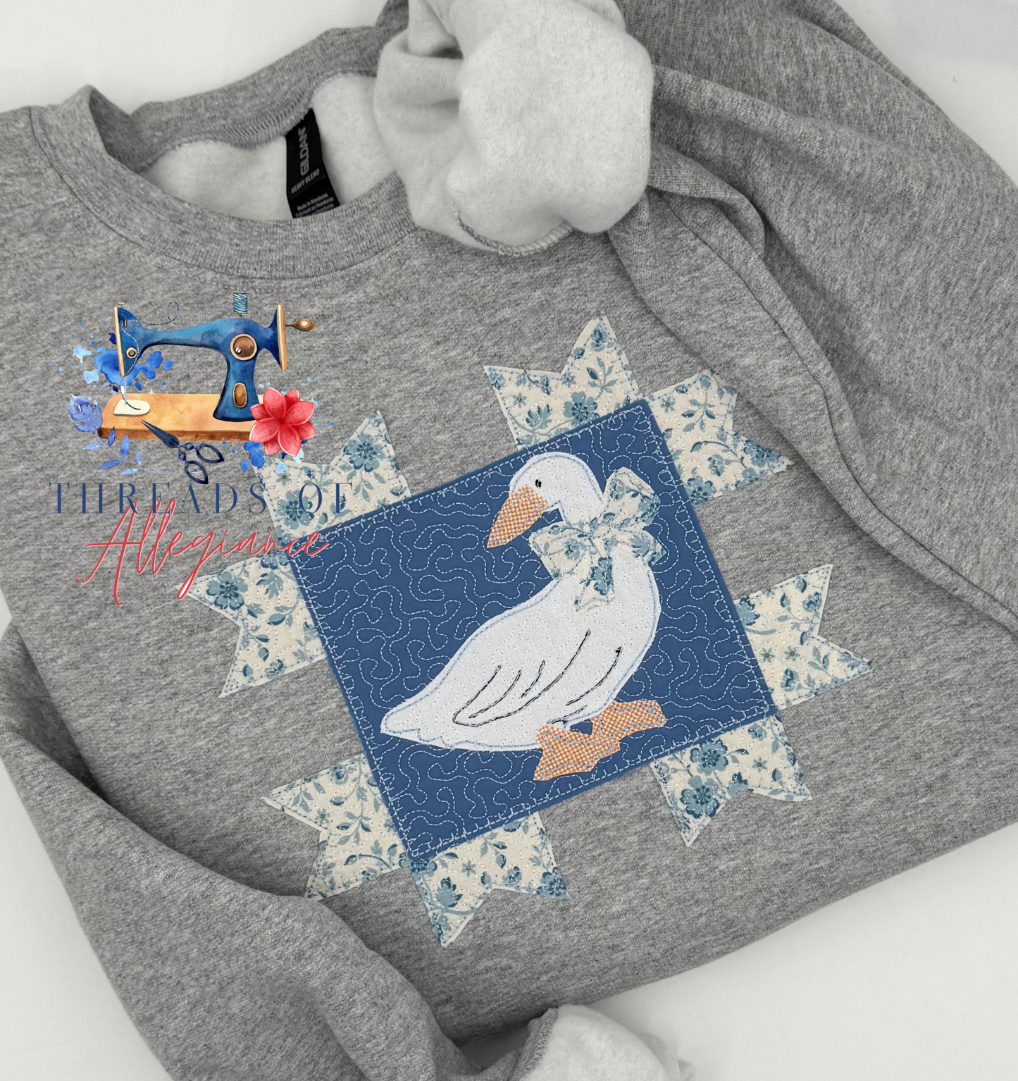 Quilt star with vintage goose