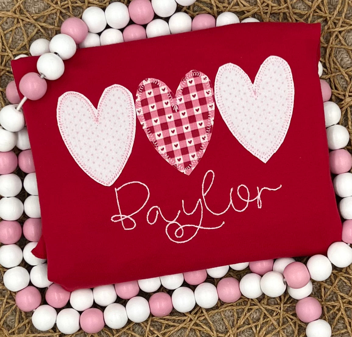 Heart appliqué trio