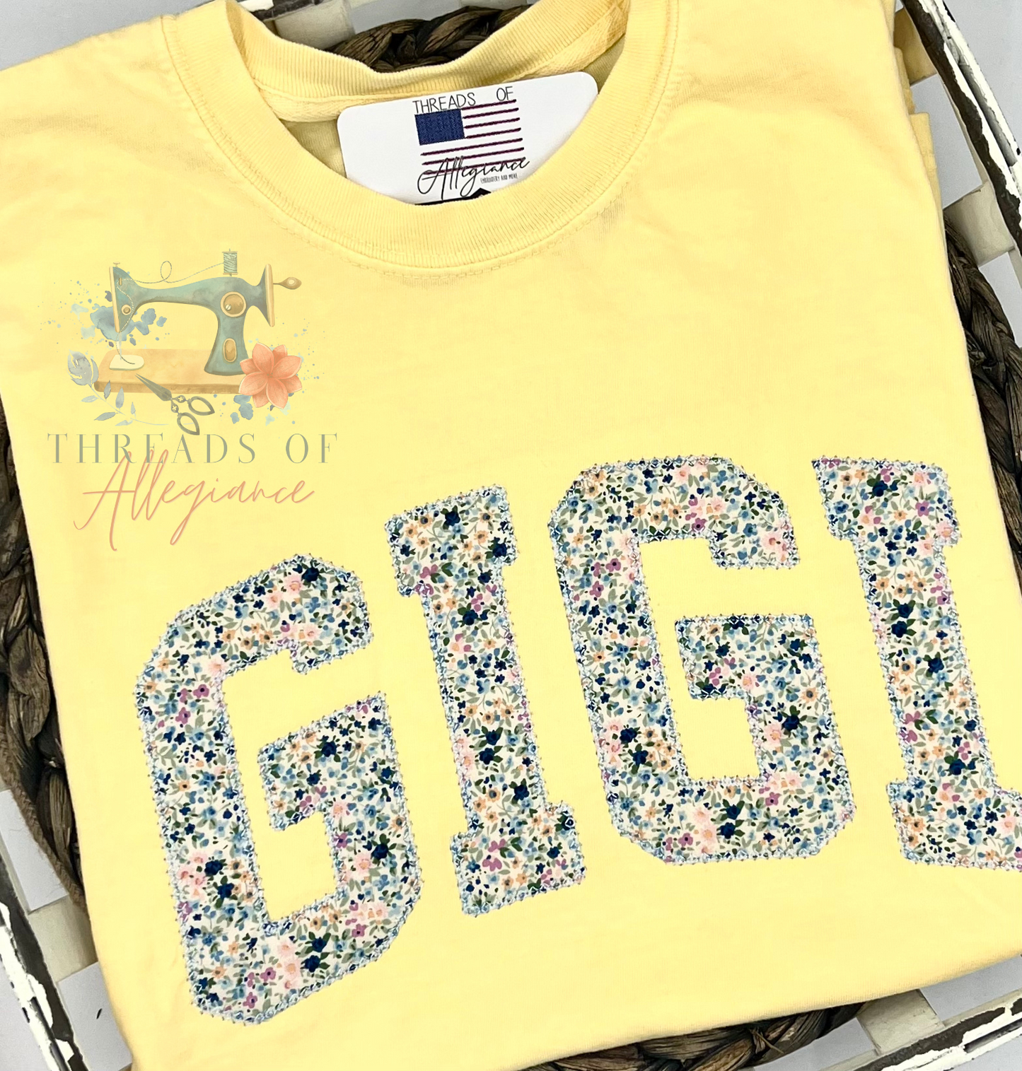 Personalized appliqué floral tee