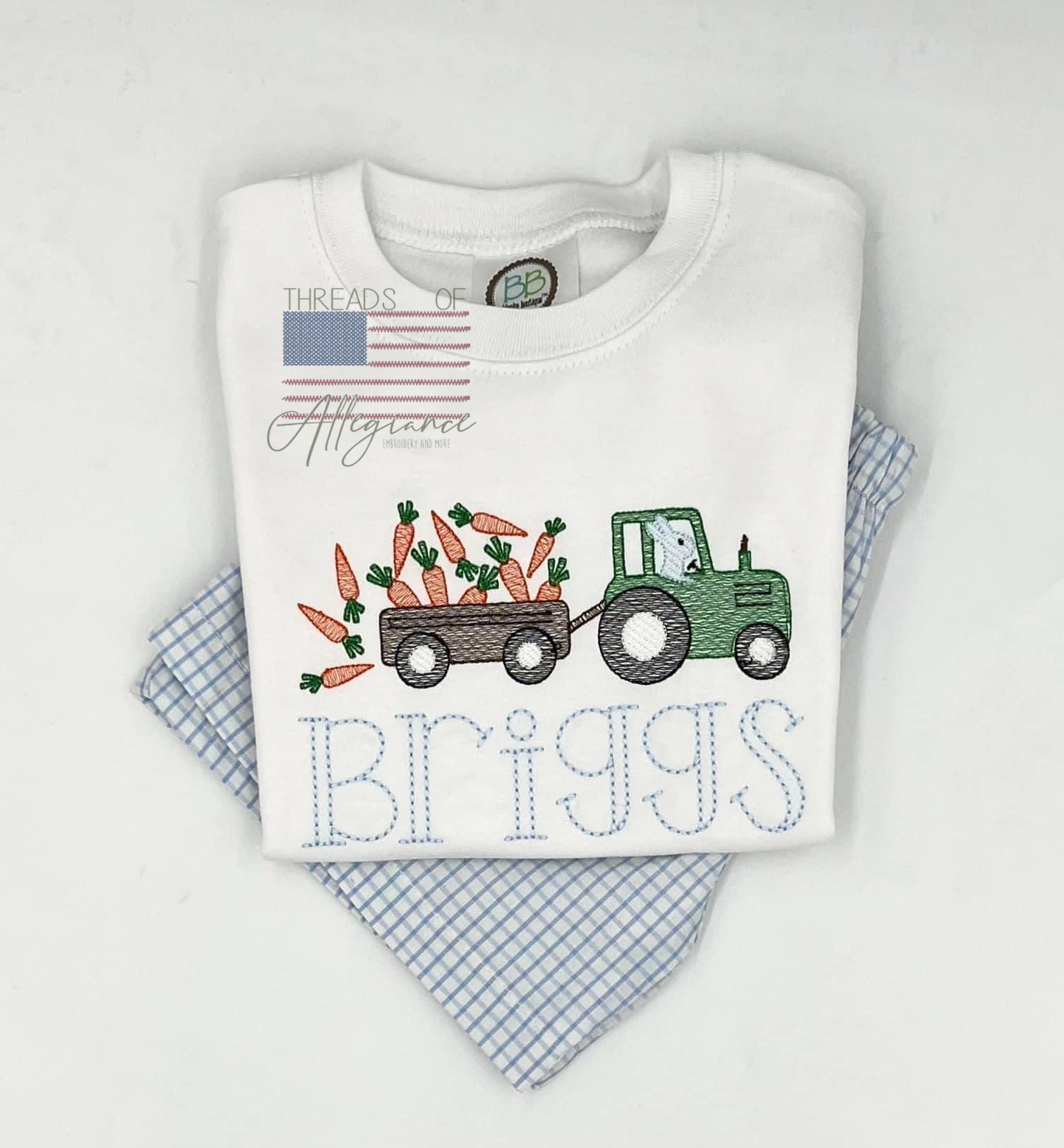 Easter Bunny and carrots with tractor