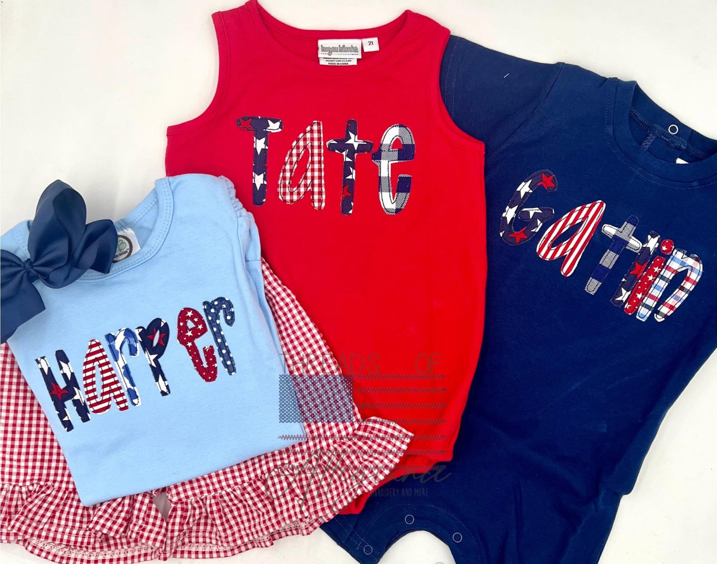 Patriotic summer applique name