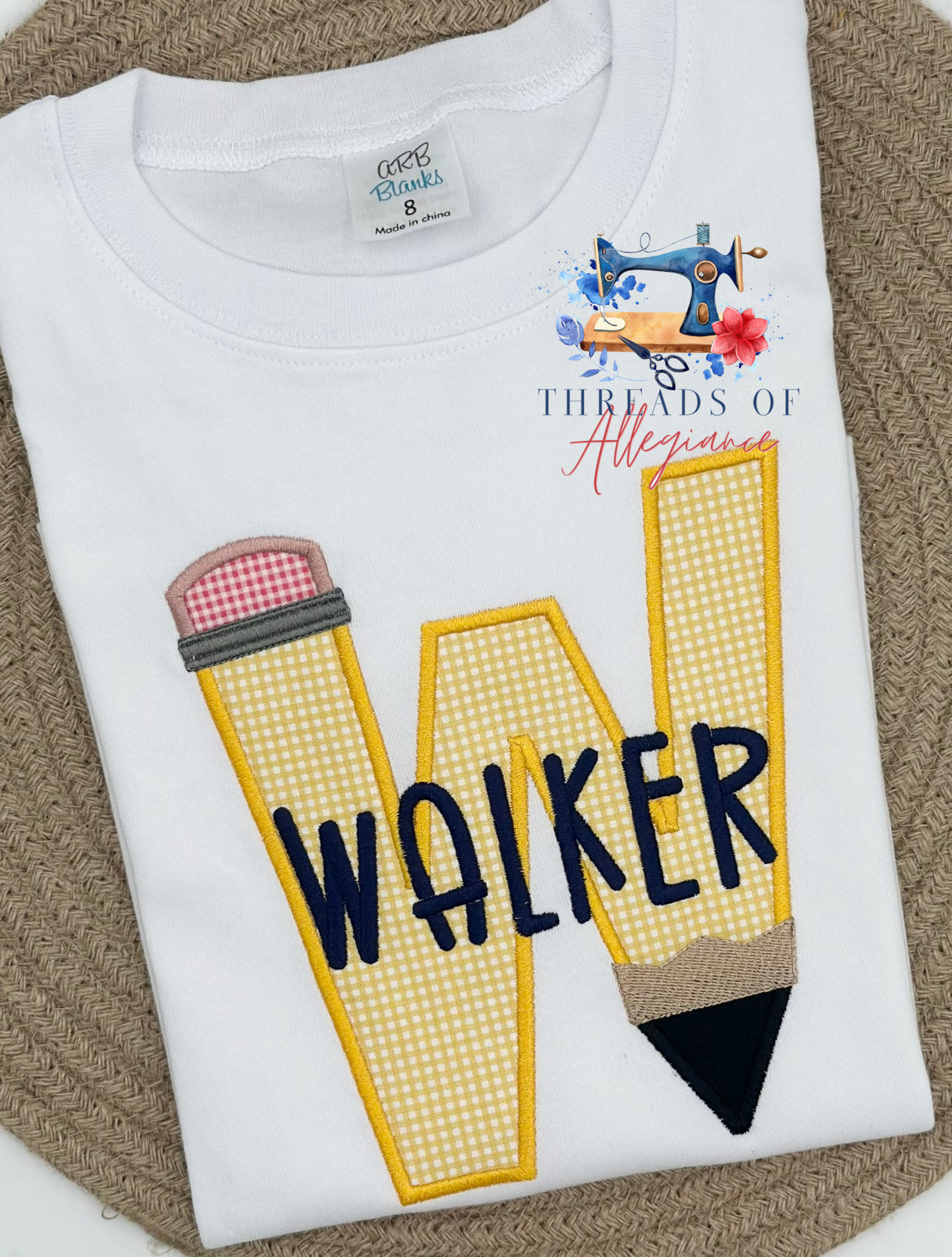 Pencil name appliqué