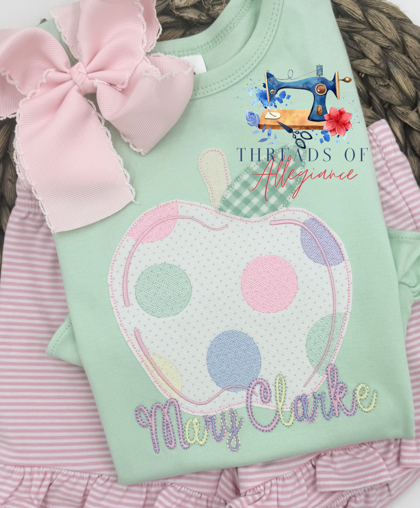 Polka Dot Applique Apple