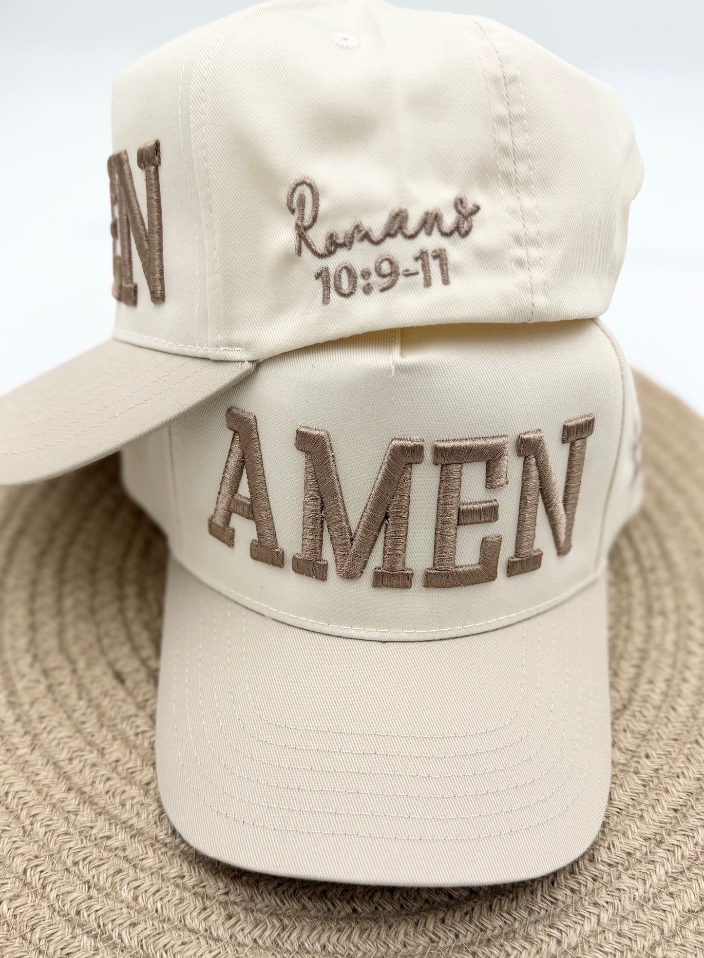 "AMEN" 3d puff khaki hat