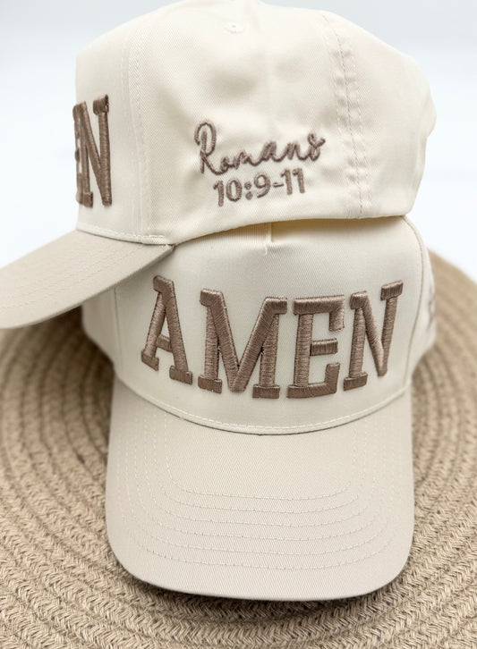 "AMEN" 3d puff khaki hat
