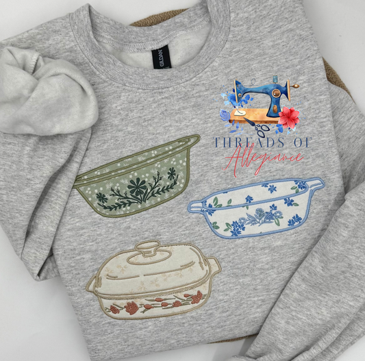 Vintage dishes appliqué sweatshirt