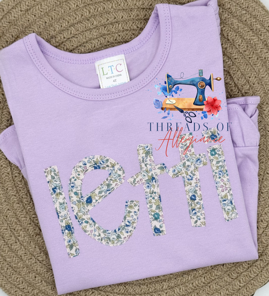Floral applique name
