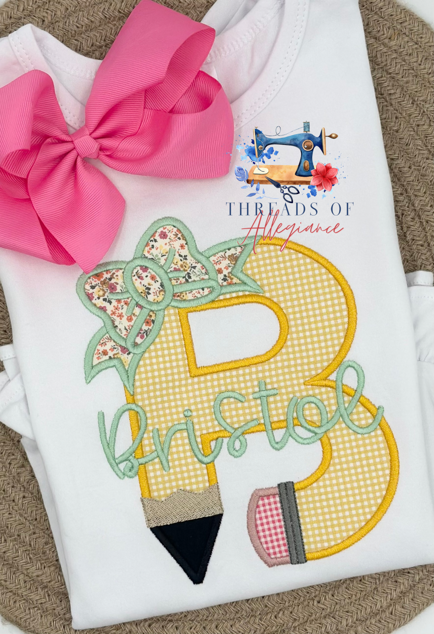Pencil name appliqué