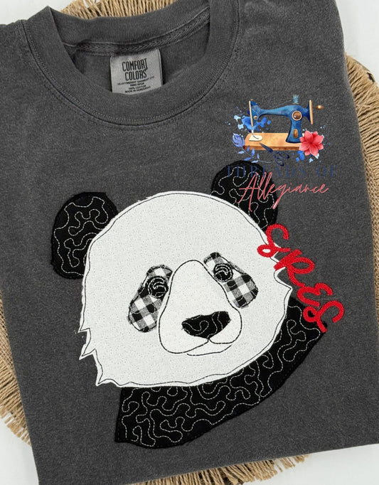 RRES pandas quilted appliqué
