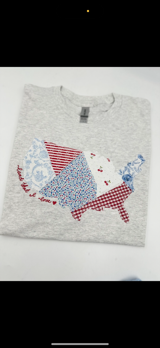 Quilted USA patchwork tee