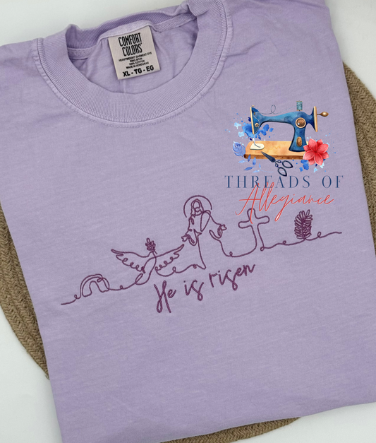“He is Risen” line icons tee