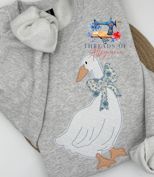 Vintage goose quilted appliqué sweatshirt