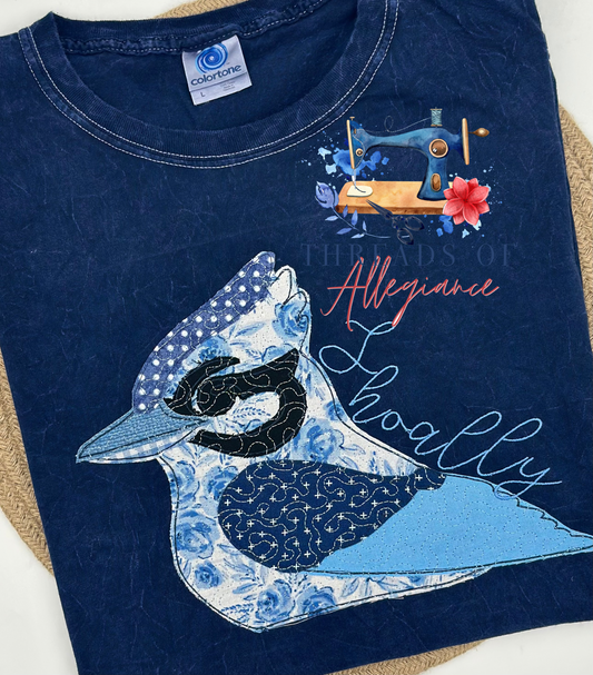 Shoally Blue Jay quilted applique