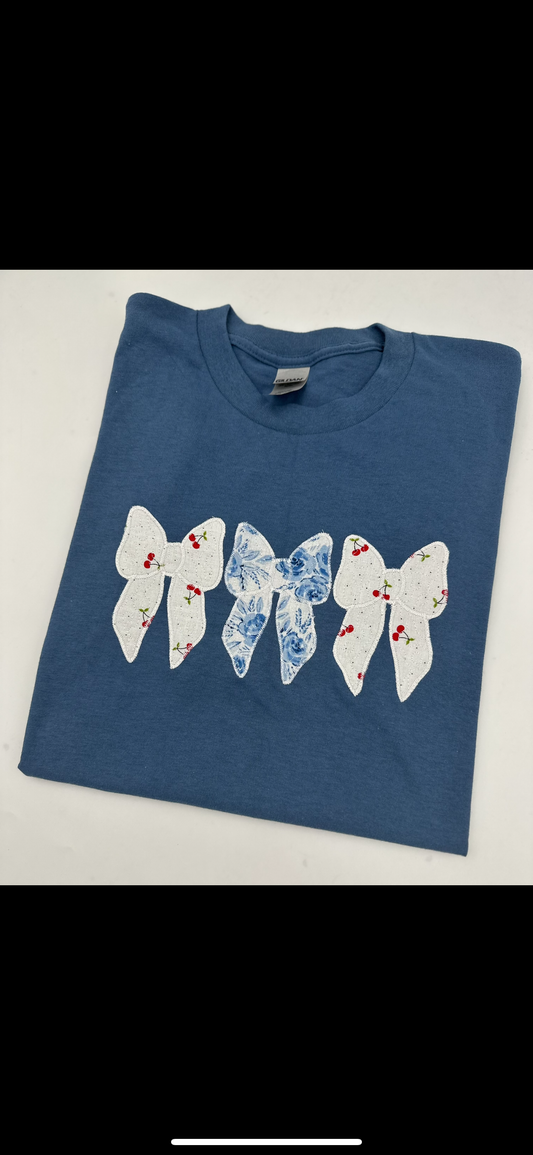 Quilted patriotic bow trio