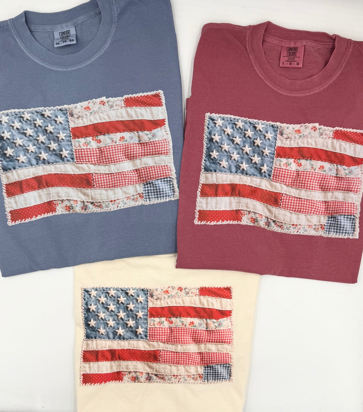 Patchwork flag comfort colors tee