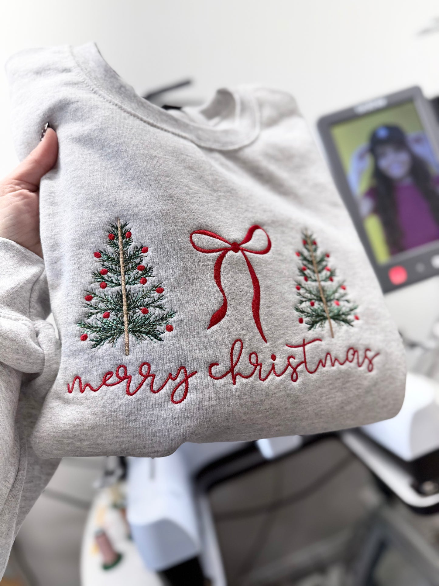 “Merry Christmas” bow trio