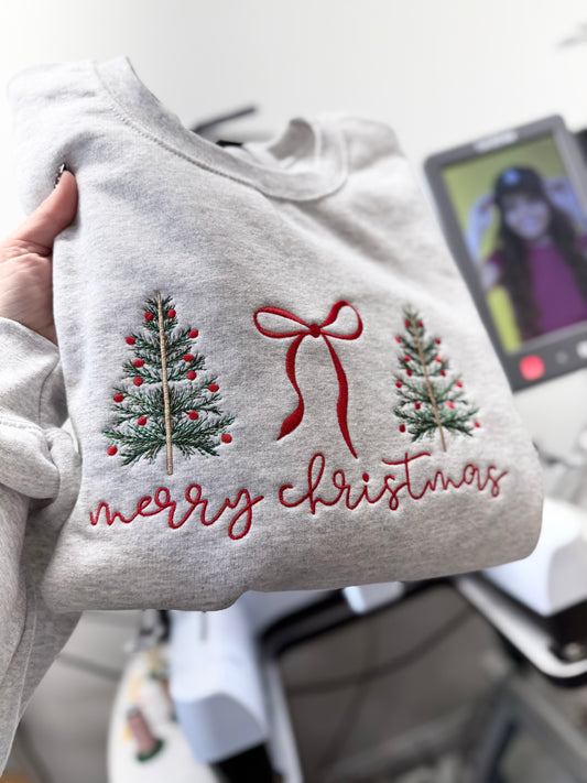 “Merry Christmas” bow trio