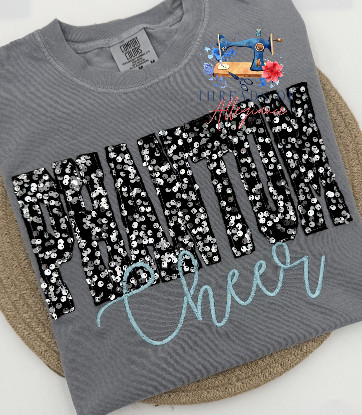 GRANITE TEE- PHANTOM CHEER- black/ silver sequins