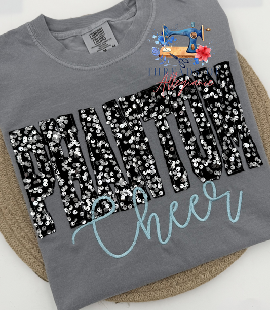 GRANITE TEE- PHANTOM CHEER- black/ silver sequins