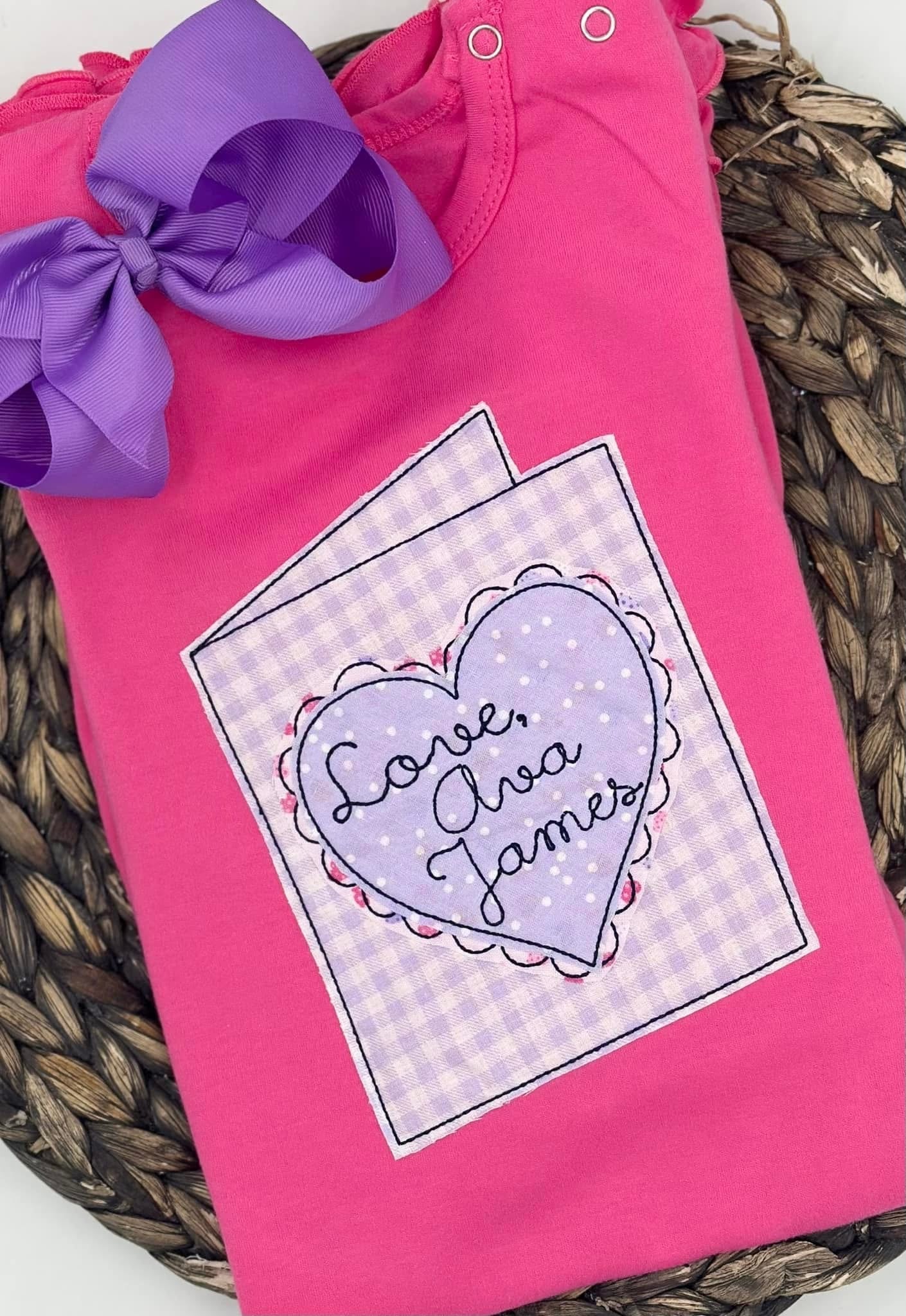 Girls Valentine’s Day Card appliqué