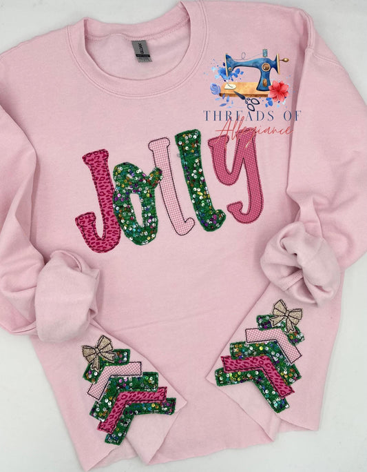 JOLLY with tree sides appliqué sweatshirt