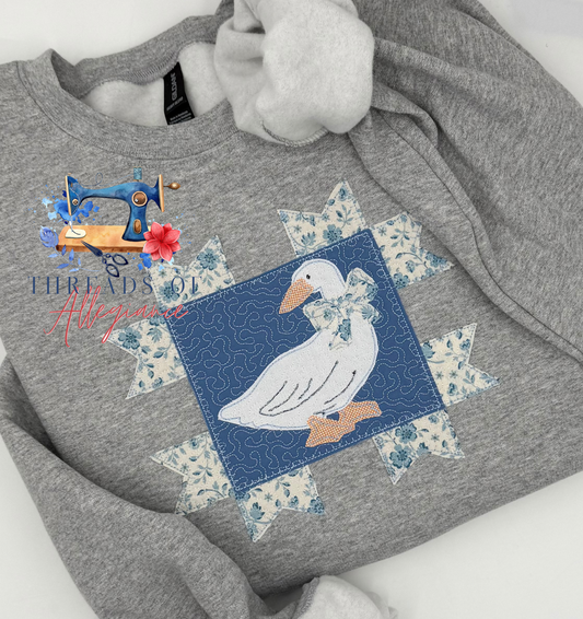 Quilt star with vintage goose