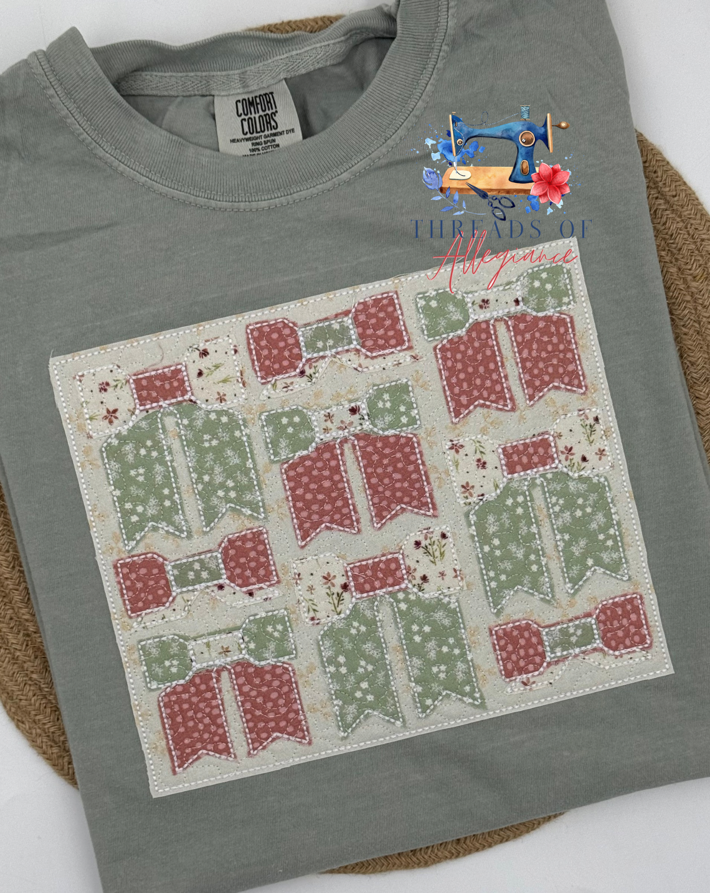 Quilted bows comfort colors tee