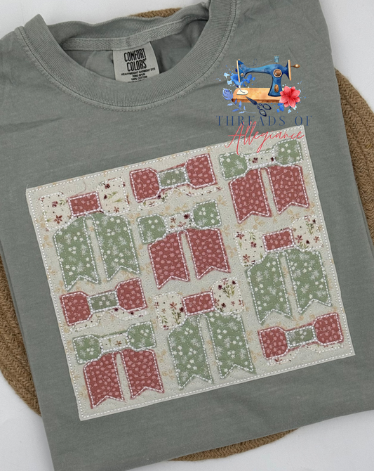 Quilted bows comfort colors tee