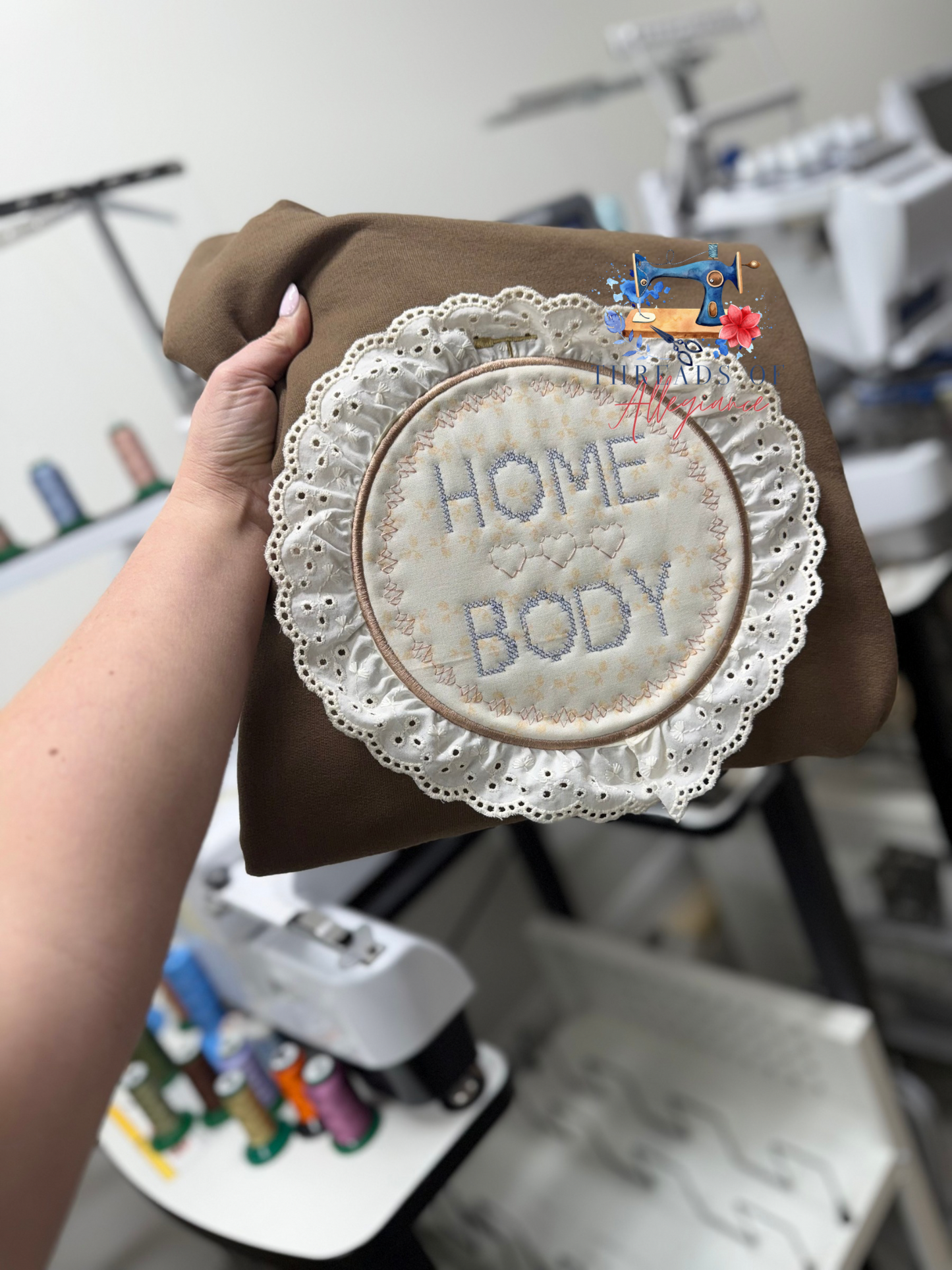 Grandmacore embroidery hoop “homebody” sweatshirt or tee
