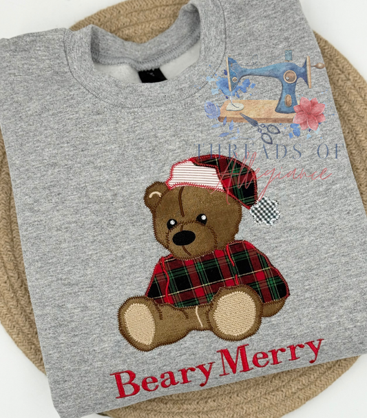 Beary Merry Christmas Applique Sweatshirt