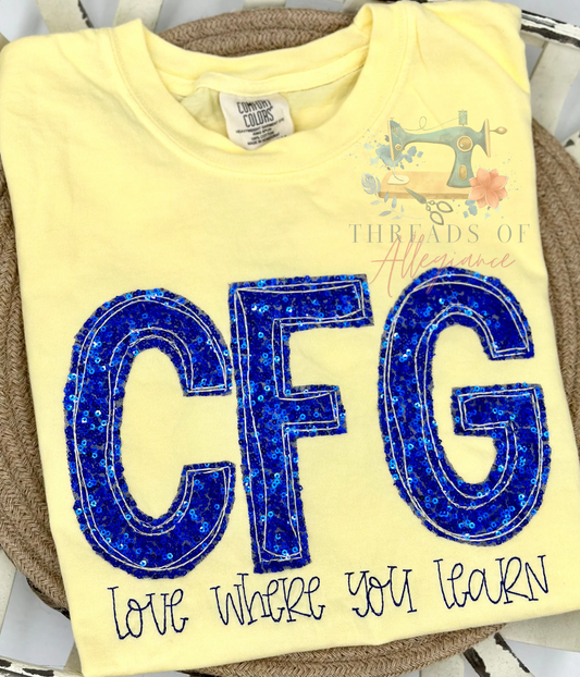 CFG sequin short sleeve comfort colors tee