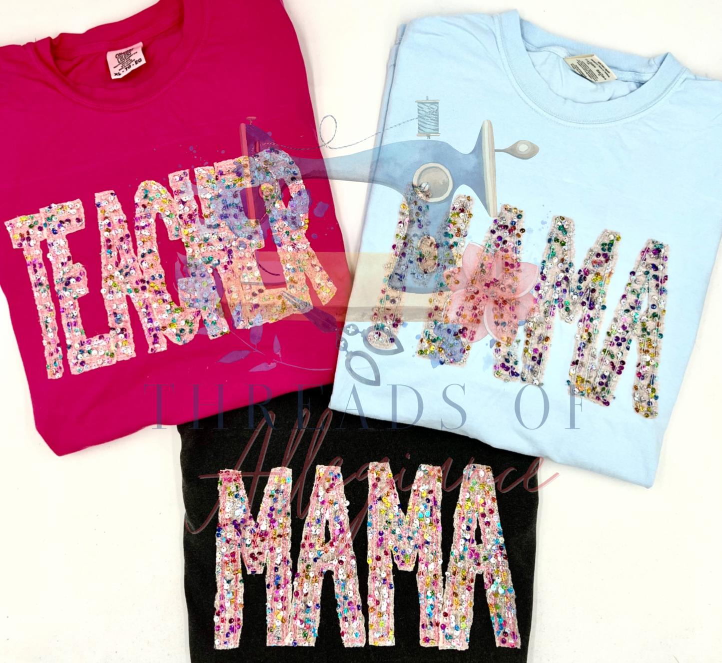 Confetti sequin personalized comfort colors tee