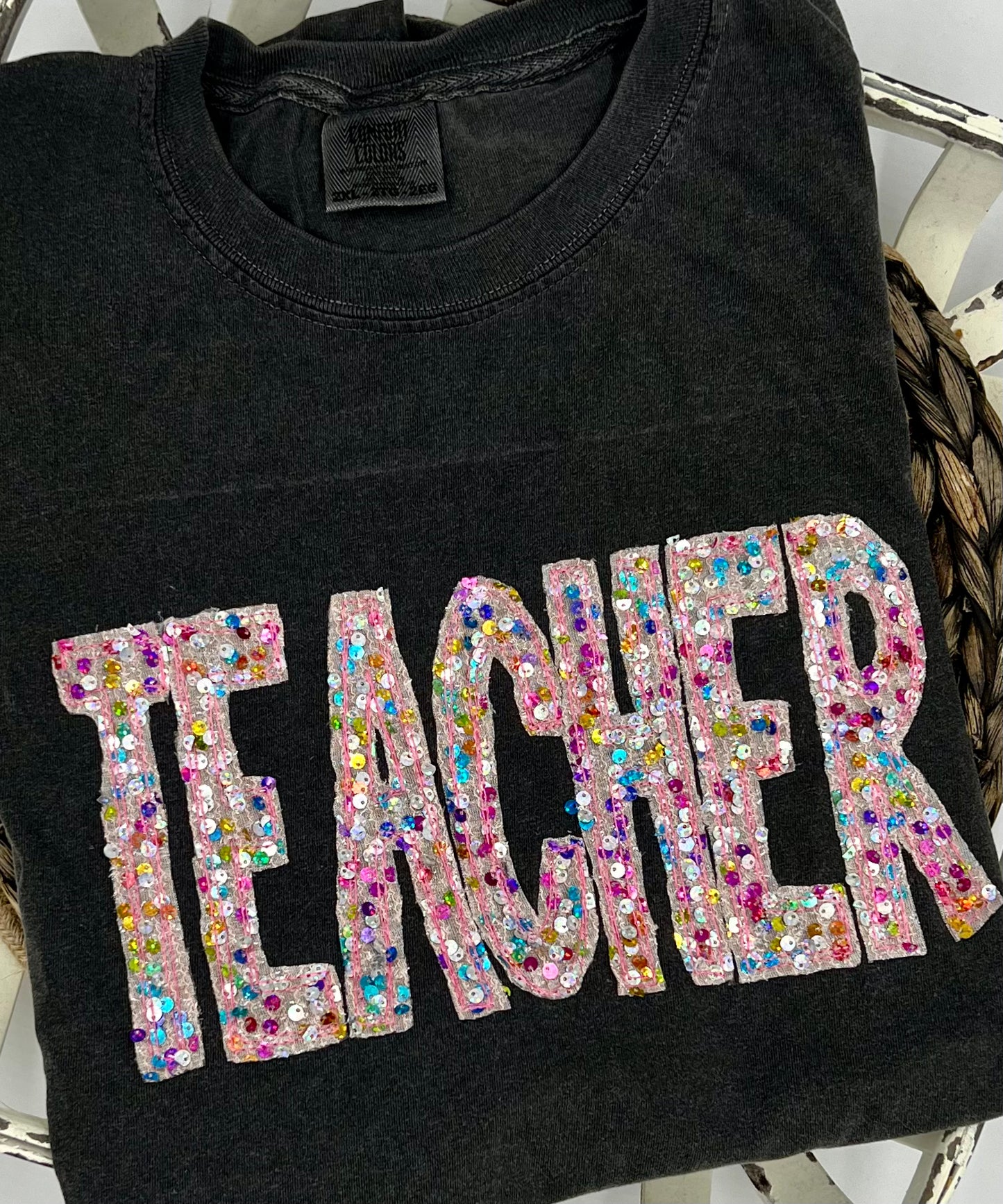 Confetti sequin personalized comfort colors tee