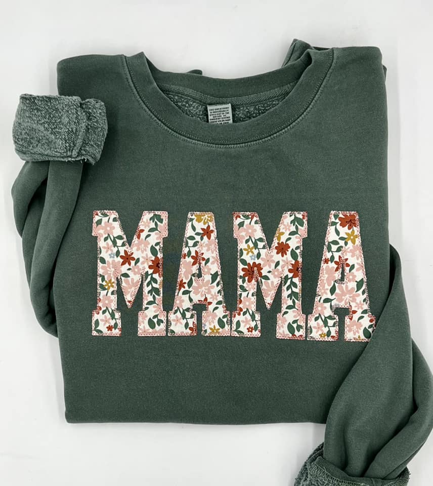 Green floral MAMA personalized sweatshirt without names